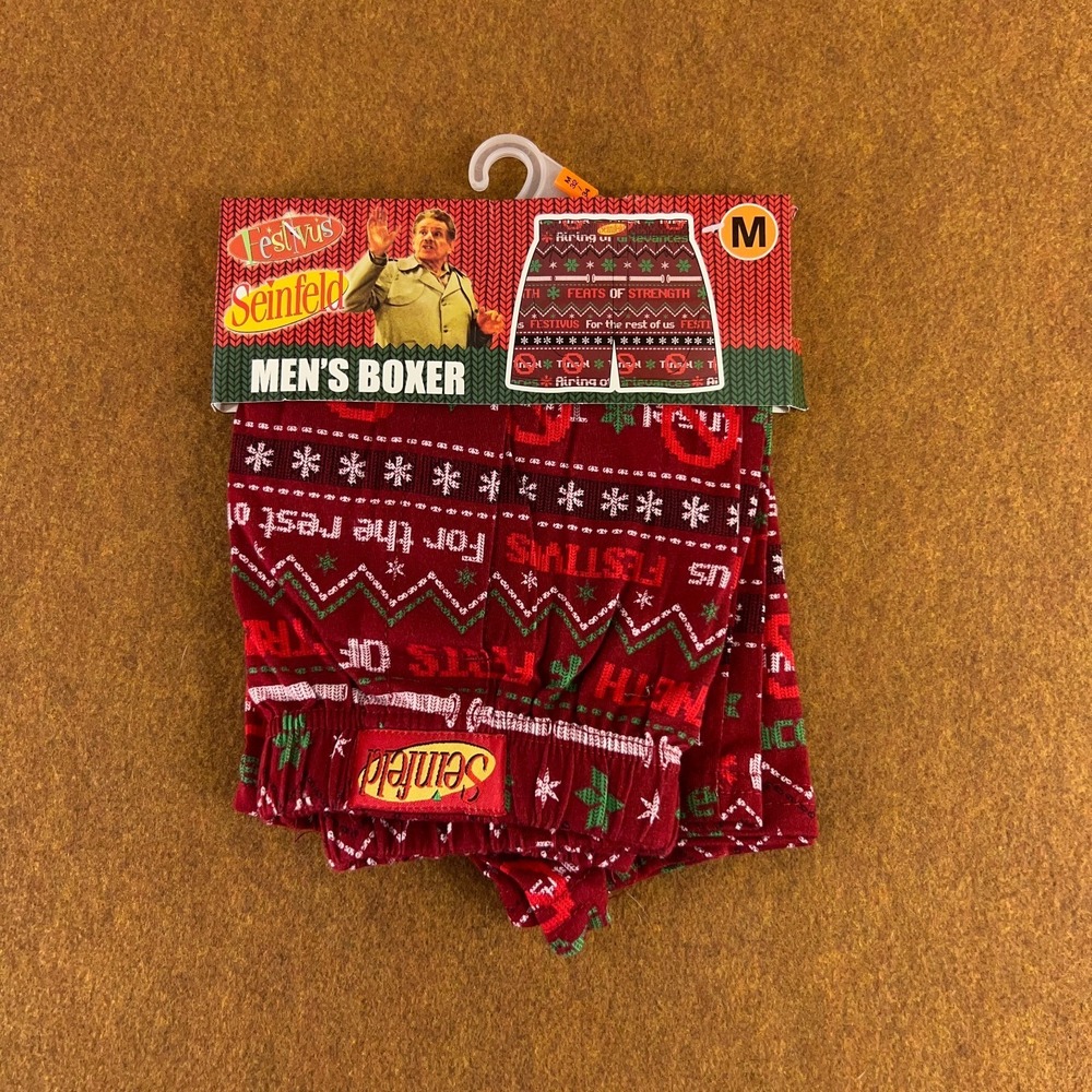 Seinfeld Mens Size Medium Red Festivus Holiday Boxer Short Underwear NWT